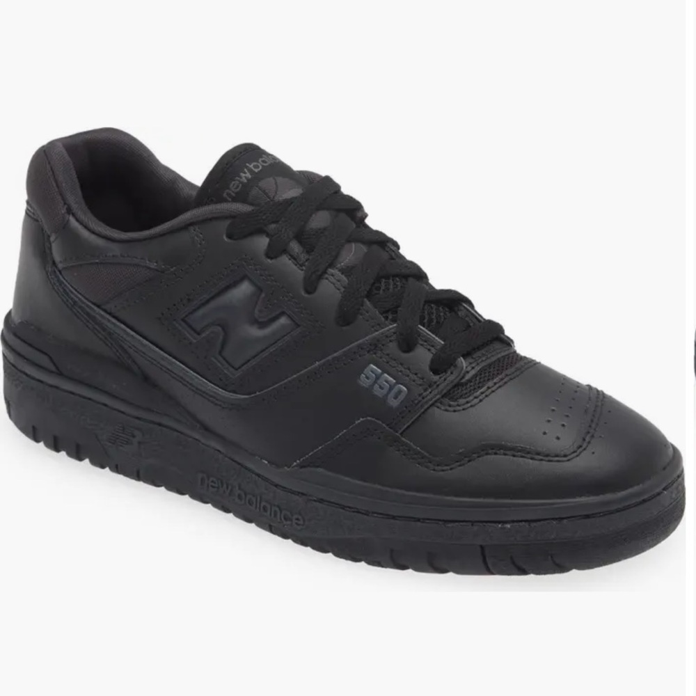 New Balance 550 Black on Black Basketball Court Lifestyle Sneaker